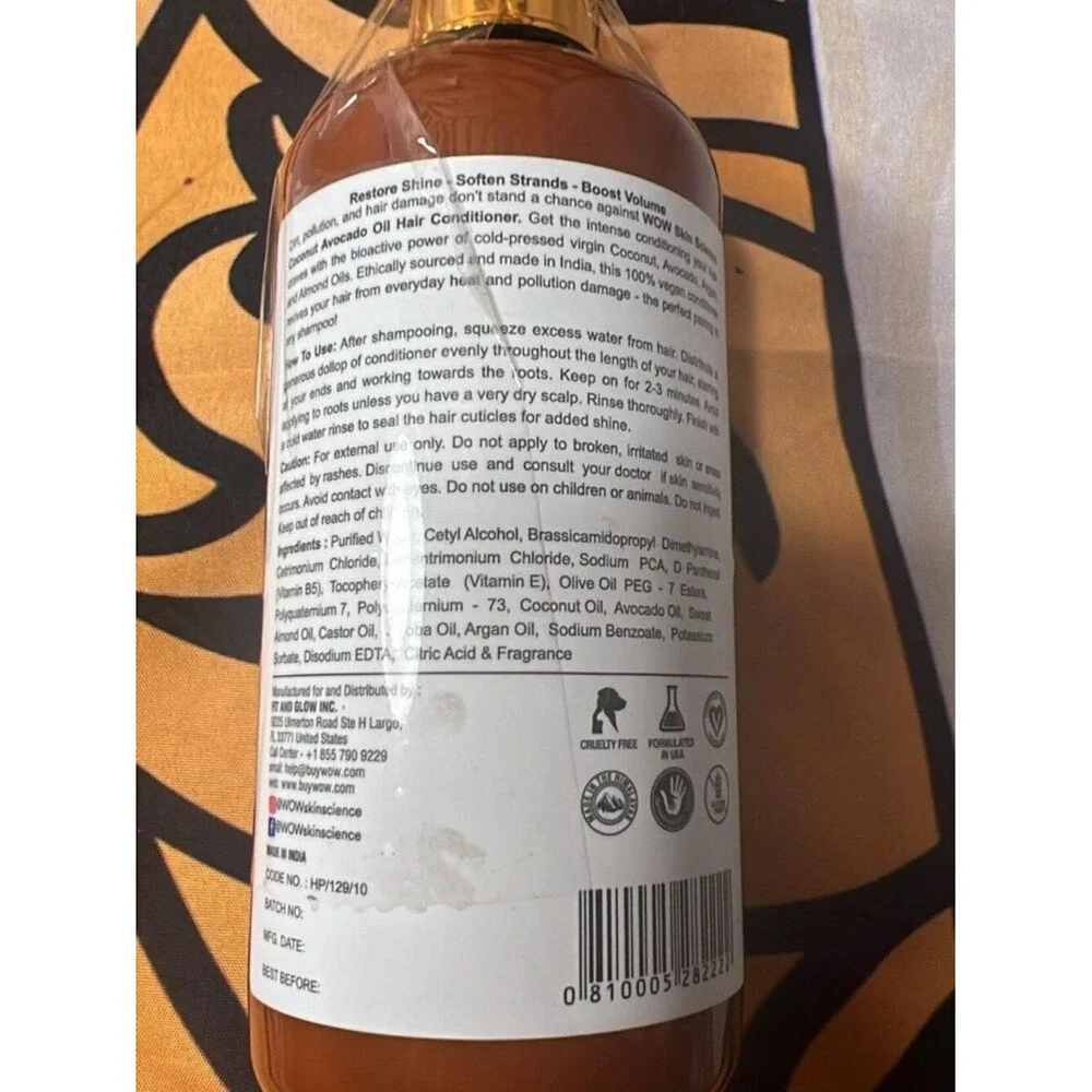 WOW Skin Science Apple Cider Vinegar Shampoo + Coconut Avocado Conditioner Set –